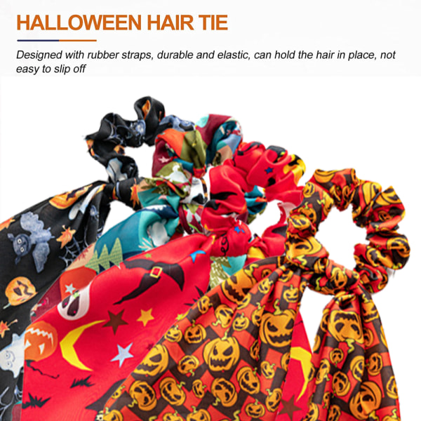 Halloween hår scrunchies, pumpa hårband satin elastics, f