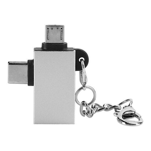 2 stk. 2-i-1 USB OTG-adapter med USB 3.0-interface USB til Type C-adapterkonverter til Android (sølv med kæde)