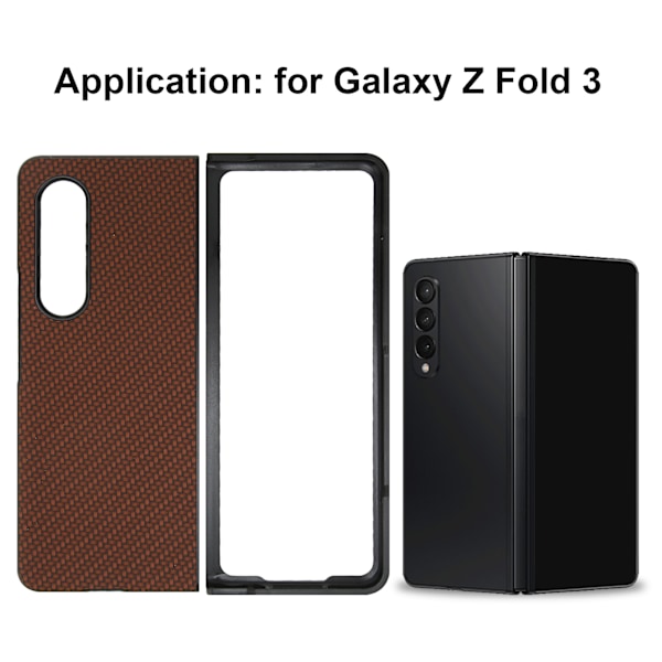 Telefonfodral Fällbar Mobiltelefon Skyddande Fodral Fullt Skydd för Galaxy Z Fold 3 Kolfiberstruktur Kaffe