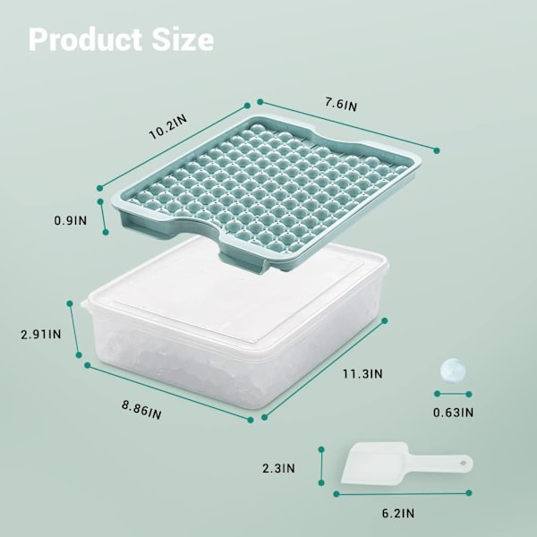 Staplingsbara iskubbrickor, livsmedelsklassat PP-material, runda isbitar, platsbesparande förvaring, BPA-fria, inkluderar isskopa och behållare, 3-pack, blå