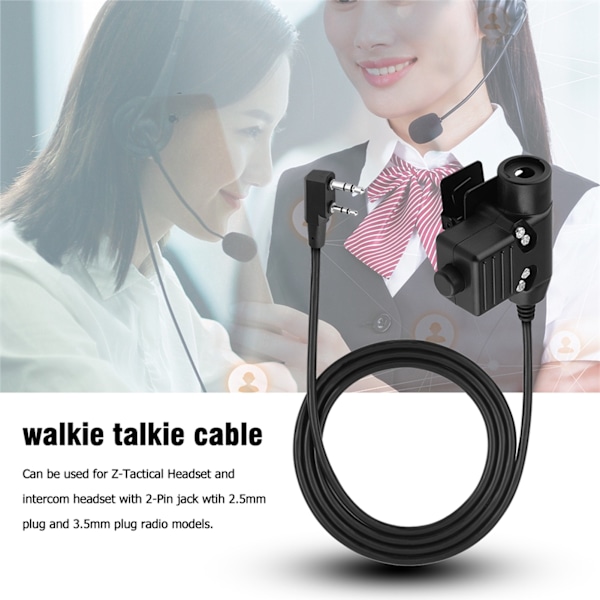 U94 2-polet Walkie Talkie Udendørs Tilbehør Kabeladapter PTT til Z Taktisk Headset