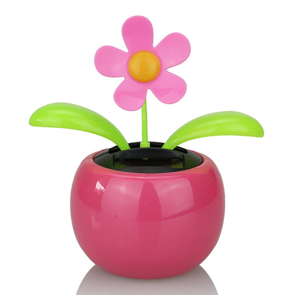 4 st slumpmässiga färger solcells drivna dansande blommor plast solcells dansande blommor skakande huvud bil kontor skrivbordsdekoration (12*7cm)