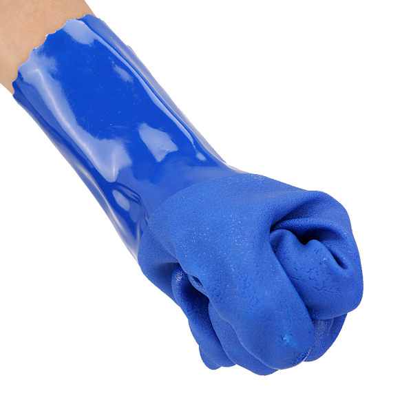 PVC Kemisk Resistens Handske Strikkede Bomuldsforet Lige Ærme Sikkerhedshandsker Skridsikre (XL)
