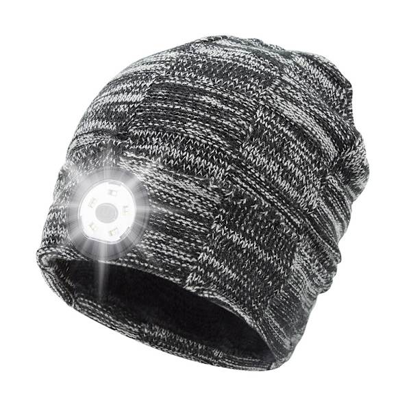 Mössa med lampa - Present pannlampa mössa unisex vinter stickad