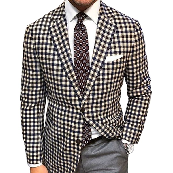 Rutig kavaj för män, slim fit, kavajslag, formell klänning, fest, bal, lediga kostymer för män och pojkar, samma färg som på bilden XXXL