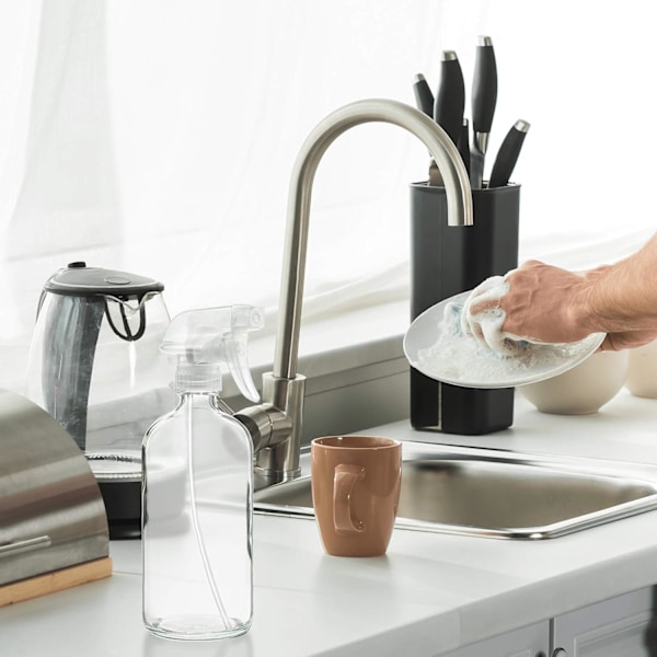 Återanvändbar Behållare Tom Glas Sprayflaska, Fin Dimspruta Eller Hållbara Avtryckarsprutor, Giftfri Användning, Läckagesäkra Packningar, Multifunktionell, Klart Glas