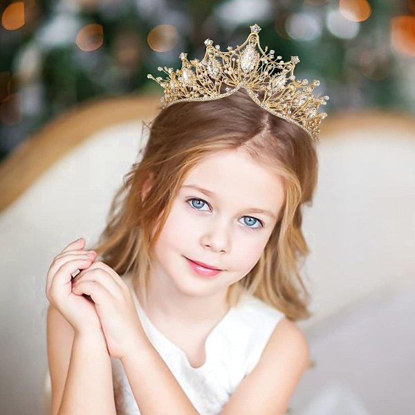 Elegant Medeltida Barock Drottningkrona, Kristallhårband för Prinsesshåraccessoarer, Rhinestone-dekorerad för Födelsedag Bröllop, Bankett,