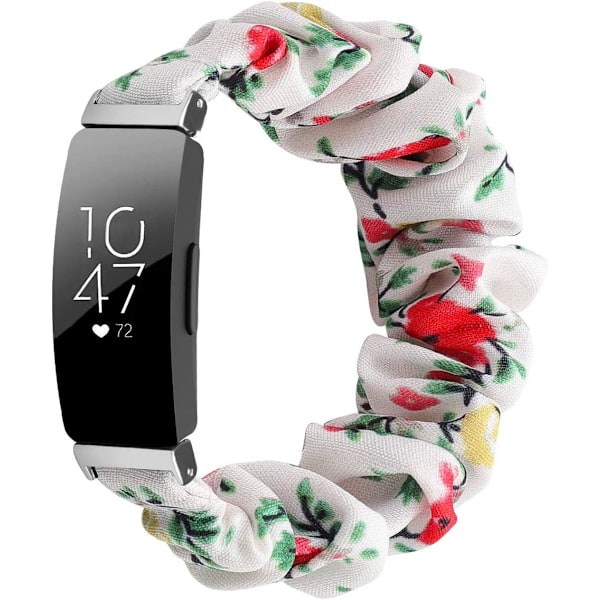 Scrunchies kompatibla med Fitbit Inspire 2 band/Inspire HR-band/Inspire, kvinnor mjukt elastiskt tygmönster printed tygarmband Ersättning för