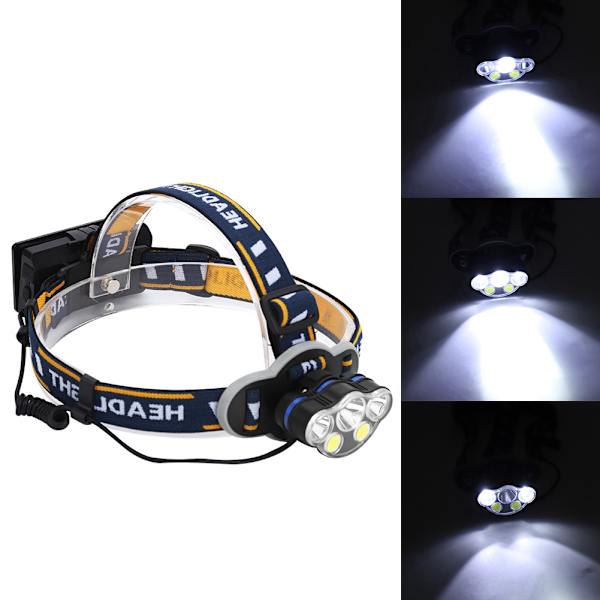 Starkt ljus fiske pannlampa LED+COB utomhus vattentät ficklampa