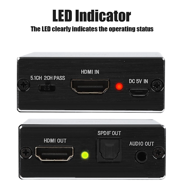 4K*2K HDMI Audio Splitter Extractor Konverter HDMI til HDMI+SPDIF+3.5mm Lyd Output