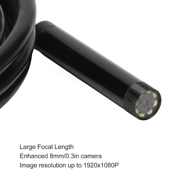 WiFi Borescope 8mm Kamera HD 1080P IP67 Vattentät Trådlös Endoskop Inspektionskamera med 6 LED-lampor för Android för IOS 3 Meter/9.8ft