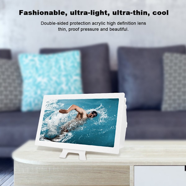 F13 Retractable Mobile Phone Screen Enlarge Magnifier Adjustable Video Amplifier StandWhite