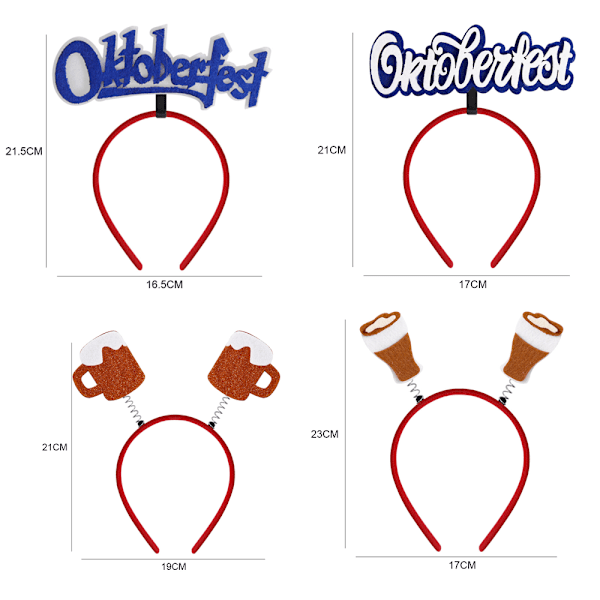 4 kpl Oktoberfestin oluttuoppihatut, päänauhat Oktoberfestiin, sopii