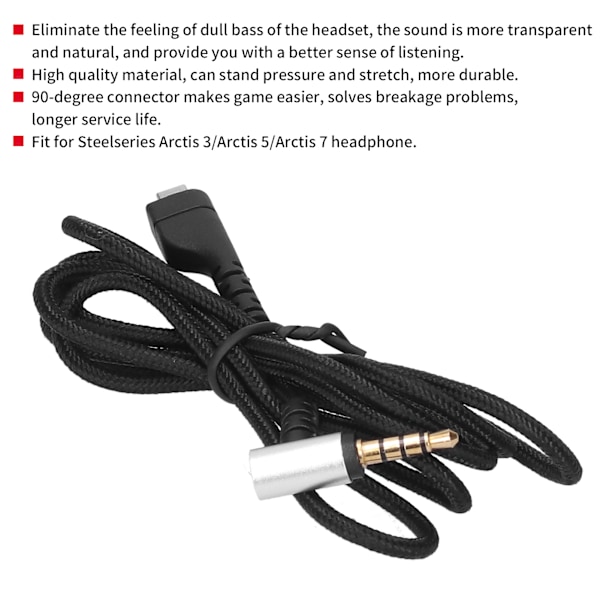 Spillhodetelefonkabel Lydkabel Hodesettledning Passer for Steelseries Arctis 3/ Arctis 5