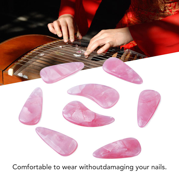 8 st Guzheng fingerpicks i silikonpolymer - Delikat, slät yta, elastisk, professionell Guzheng nagelskydd, persikafärg
