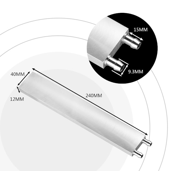 Vannkjølingsblokk i aluminium for datamaskin PC CPU grafikk kjøleribbe 240*40*12mm