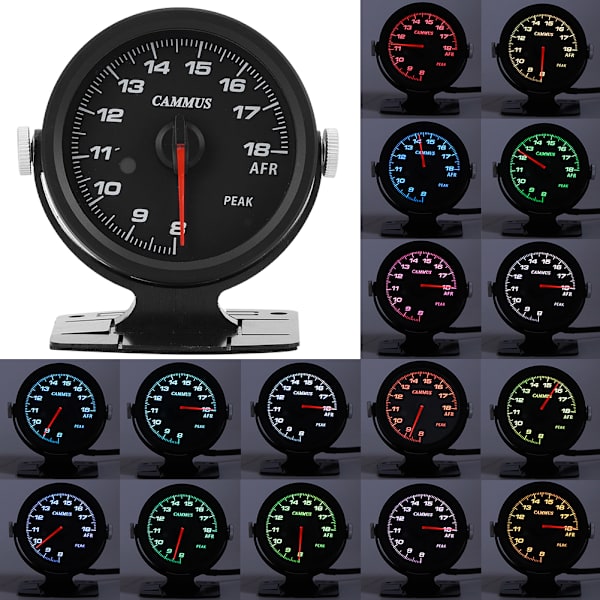 Cammus Racing Luftbränsleförhållande Mätare 60mm Tonade 17 Färg OBD2 Mätare Enfunktion