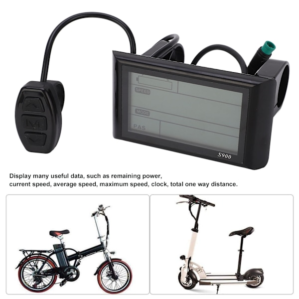 36V 48V Elektrisk cykel LCD S900 Display Kontrollpanel Vattentät LCD-skärmmätare för elcykel (protokoll 2)