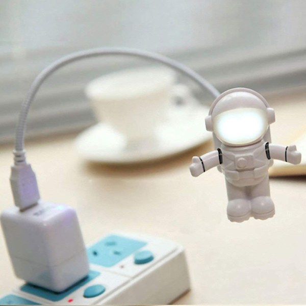 Kreativ Rymdman Skrivbordslampa, Justerbar Flexibel USB-lampa För Dator, Astronaut-tema Uppladdningsbar Nattlampa