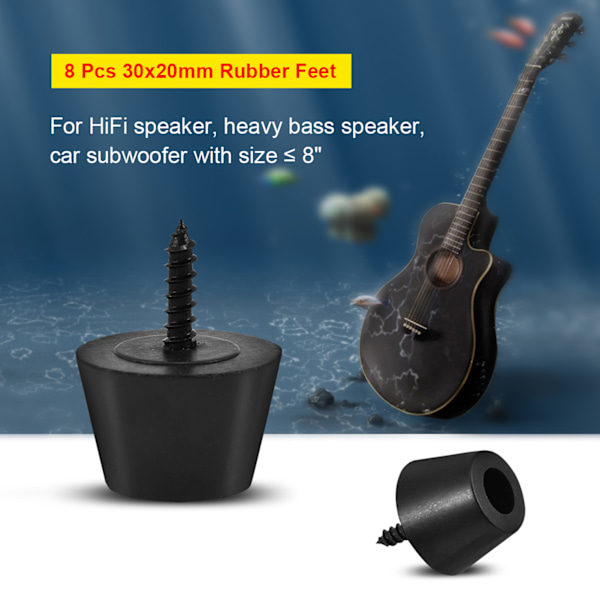 4 par 30x20mm gummifötter Anti Vibration Base Pad Stativ för Högtalare Gitarrförstärkare med skruvar