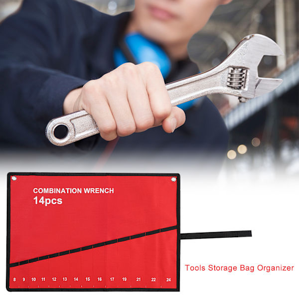 Multi Pocket Roll Up Værktøjsopbevaringspose Nøgle Tang Nøgleholder Lærred Organizer(14 Lommer)
