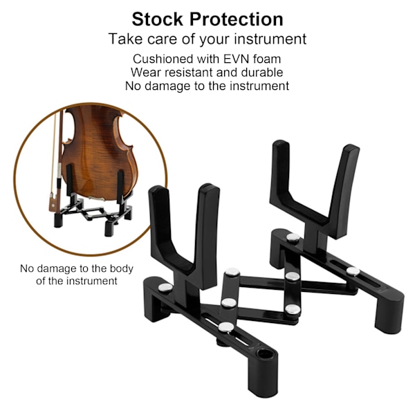 Violin Foldbart Beslag Letvægts Lagerbeskyttelse Slidstærk Violin Stativ Display Holder Sort