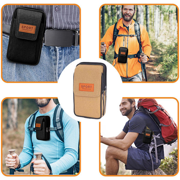 midjeväska canvas mobiltelefon väska hängande väska bär bälte mobiltelefon fodral för män