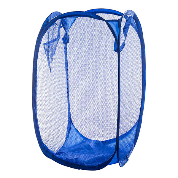1 stk. (blå) Mesh Pop-up Vasketøjskurv Sammenklappelig Vasketøjskurv Bærbar Beskidt Tøjkurv (30*30*50CM)