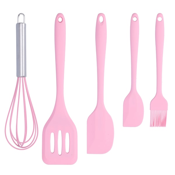 Silikon Spatel Set Bakskrapa Värmebeständig Äggvisp Köksredskap (Rosa)