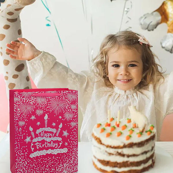 4 stk. Happy Birthday gavepose med varmluftsballong papirpose til studenter med gavepose