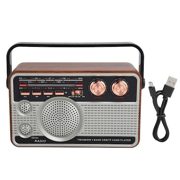 FM/AM/SW Radio Bærbar Bluetooth Genopladelig USB Højttaler til U Disk/Hukommelseskort