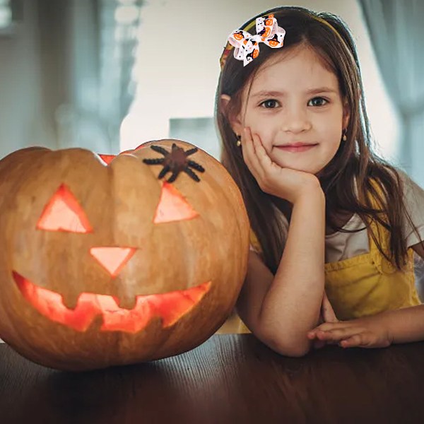 Unika Halloween-accessoarer för baby, festliga sidenband från boutique med hållbar metall Alligator-klämma, lekfulla och söta rosettklämmor lämpliga
