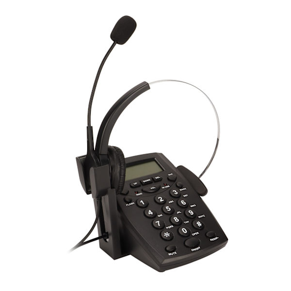 Sladdad headset-telefon med brusreducering FSK DTMF Caller ID knappsats fast telefon med hörlurar för callcenter kontor