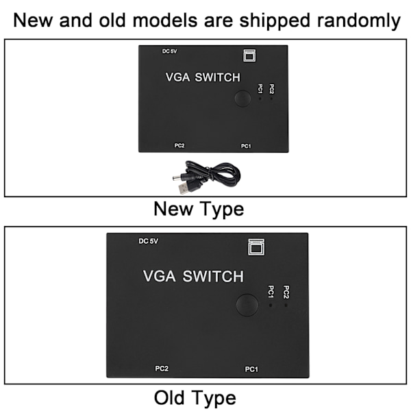 VGA-splitter, datortillbehör 2-i-1-ut 2-portars switcher HD-skärmtillbehör för värdswitch