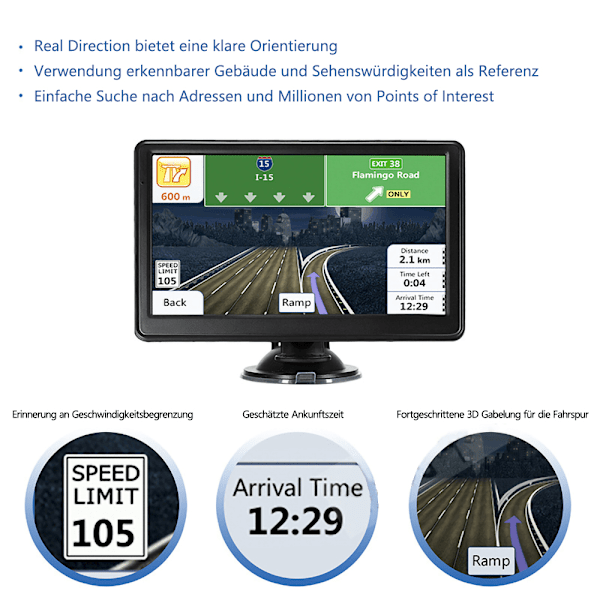 GPS-navigationsenhet för bilar, lastbilar 2023 - 7 tum Sat Nav lastbilsnavigering för bilar Europa, Storbritannien 52 kartor, livstids gratis kartuppdatering, hastighetskamera