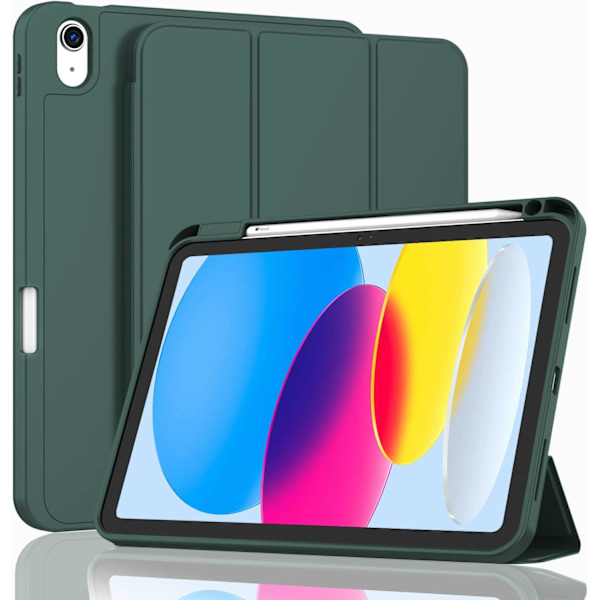 Skal för iPad 10:e generationen, 2022 års modell (10,9 tum), med inbyggd pennhållare, slimmad lättviktsdesign, mjuk TPU-baksida, magnetiskt smart skydd för