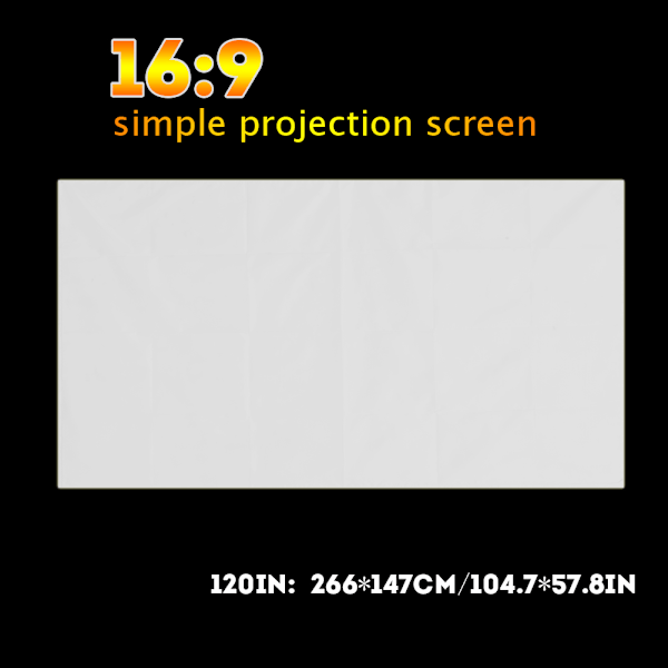 1 stk bærbar hvit projektor lerret projeksjonsskjerm 16:9 (120 tommer)