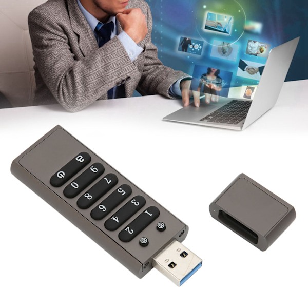 Encrypted USB Drive Secure Encrypted Button USB3.1 100MByet/s High Speed ​​U Flash Drive Password Memory Stick 32GB