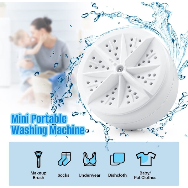 Mångsidig Tvättmaskin, USB-driven för Energieffektiv Rengöring, Portabel Mini Tvättmaskin med Högfrekvent Vibrationskavitation (För Resor,