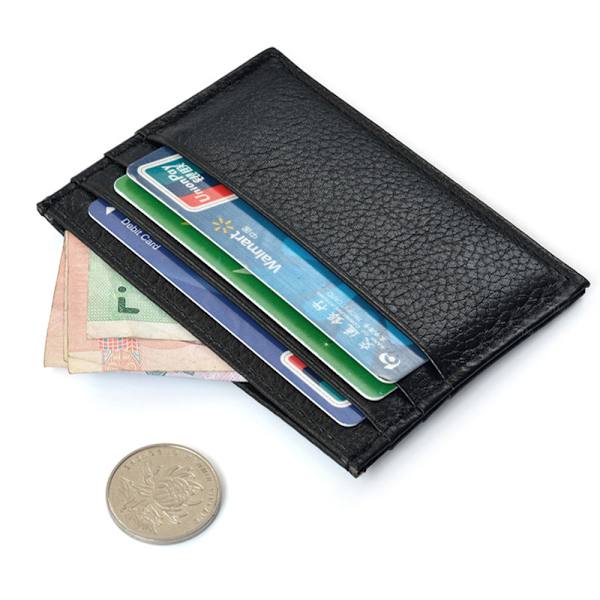 Minimalistisk läderplånbok med RFID-blockering, medium storlek