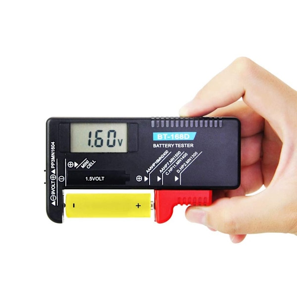 Batterikapacitetstestare med snabb testhastighet för hushållsbatterier, portabel batteritestare voltmätare för dagligt bruk, digital display