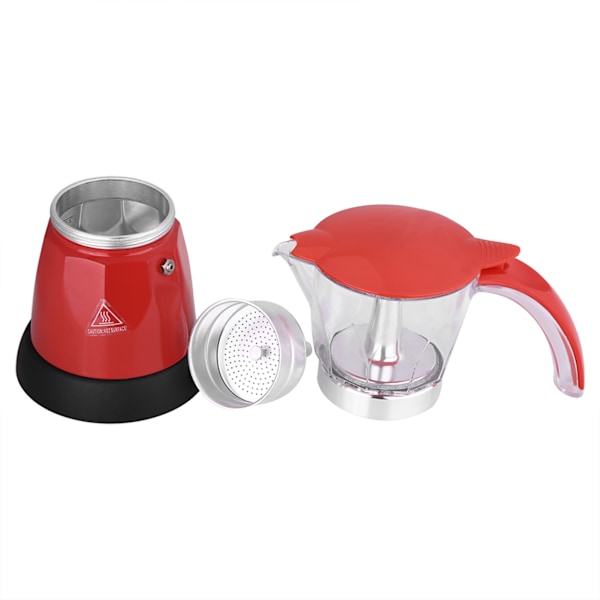 300 ml/6 koppar 480 W elektrisk mokabryggare avtagbar köksspis kaffebryggare röd