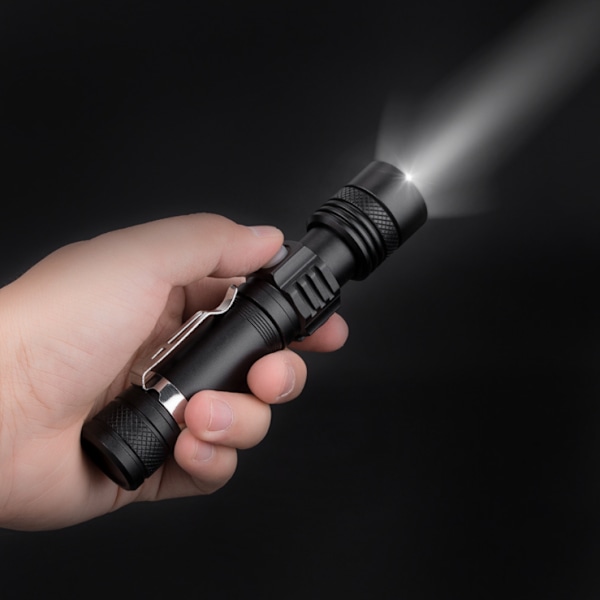 Ultraljus Stark Uppladdningsbar USB LED Ficklampa, Hög Lumen Justerbart Fokus, Mini Storlek & Halkfri Design för Daglig Användning, Promenader med Hundar, Vandring,