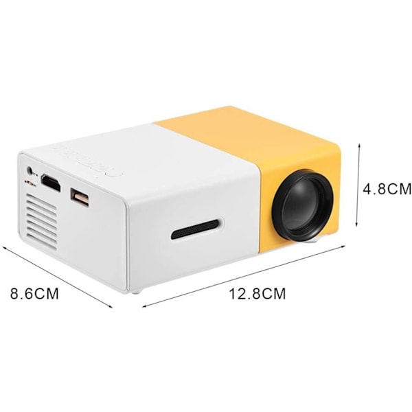 Mini Snygg Hemmabio Bärbar LED-projektor Multimediaspelare EU-kontakt Vit Gul