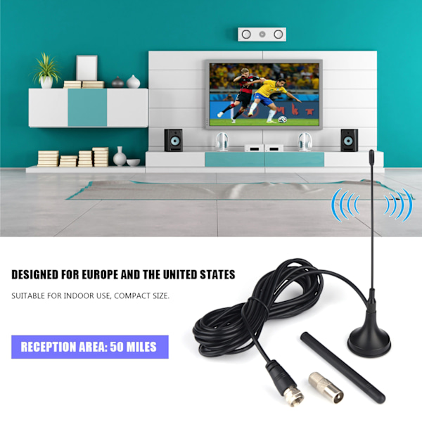 Indendørs HD-antenne Europa og Amerika Vertikal dobbeltantenne TV-antenne til ATSC/DVB-t DVB-2/ISDB
