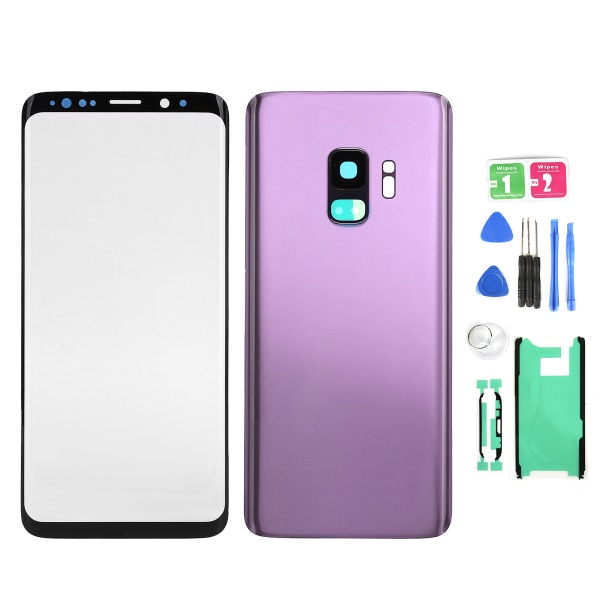 Telefon Baksida Glas Baksida Front Skärm Glas Lins Byte Set för Samsung S9 G960