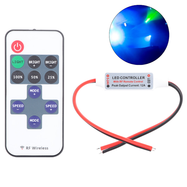 Dynamisk lägeskontroll med trådlös RF LED-dimmer, Mini fjärrkontroll för RGB LED-strip och förbättrad långdistanssignal