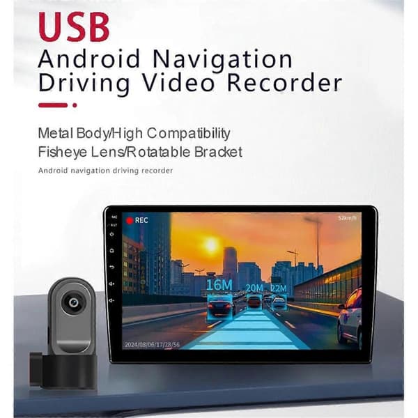 GETIT Egnet Kompatibel med Android 720P Skjult Dash Cam Front Mini Bilkamera med Nattesyn 24H Parkeringsfunktion