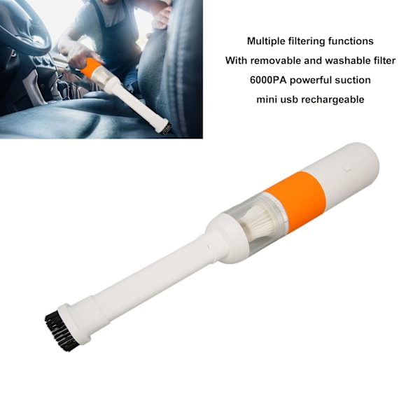 Handhållen dammsugare Multipel filtrering 6000PA sugkraft 120W​​ Mini USB uppladdningsbar sladdlös dammsugare för bil Hem Gul