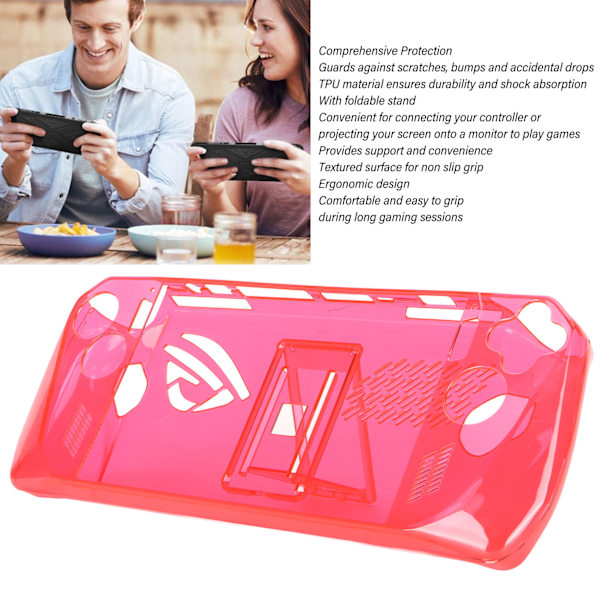 Genomskinligt spelkonsolfodral Stötsäkert halkfritt TPU-skyddsfodral med stativ för ASUS ROG Ally Handheld 2023